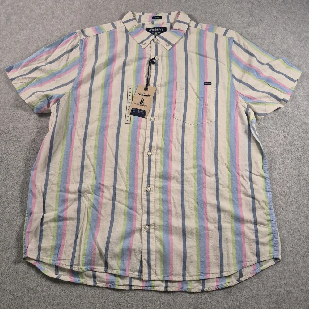 Chubbies Shirt Mens XL Striped The Soft Serve Resort Weave Friday Button Down - Picture 2 of 7